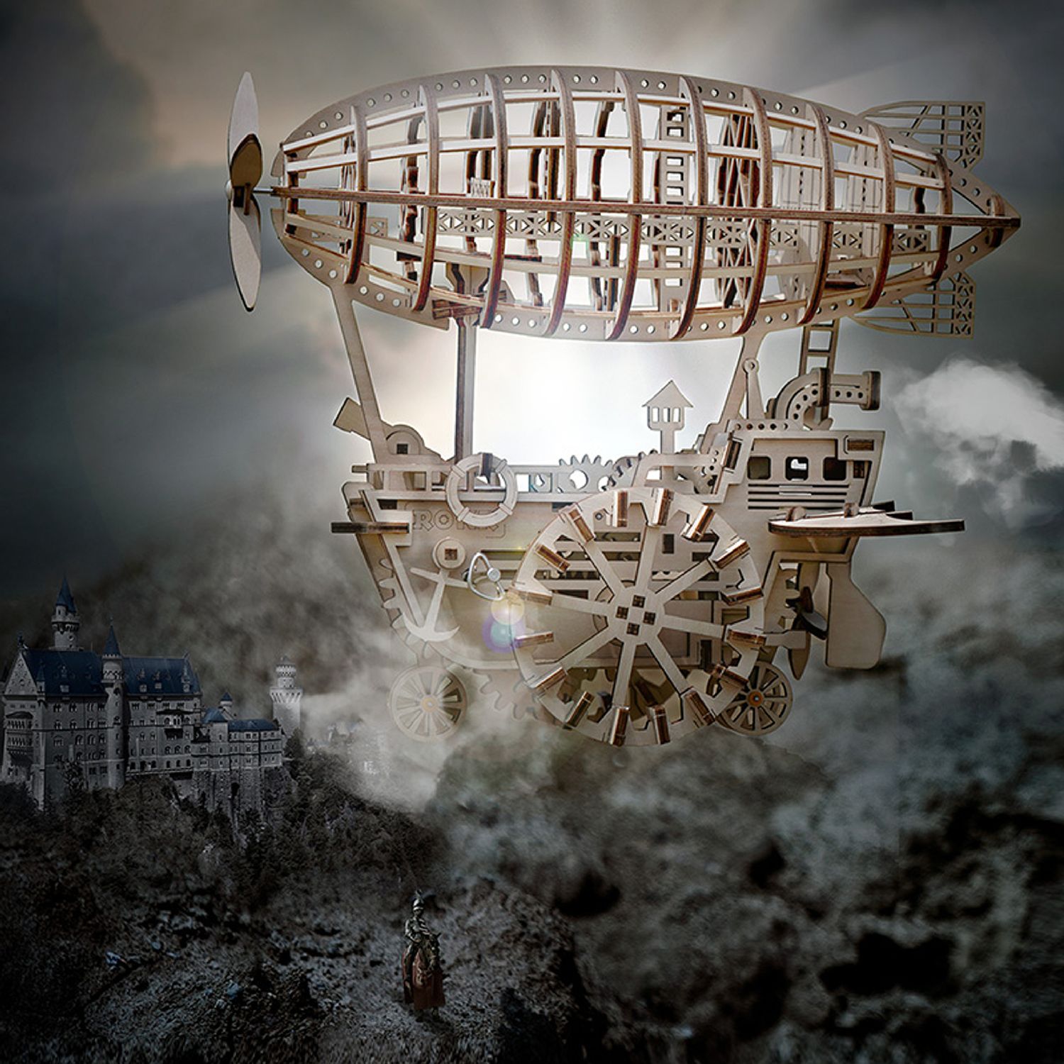 Puzzle 3D Airship, ROKR, Lemn, 349 piese fotografia produsului View 3 L