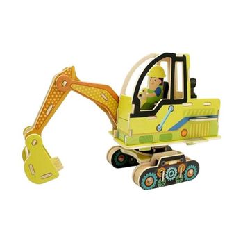 Puzzle 3D Excavator, Robotime, Lemn, 60 piese, VE302