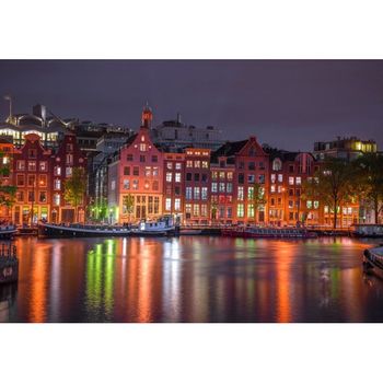 Puzzle Din Lemn AMSTERDAM BY NIGHT XL, Wooden City, 600 piese