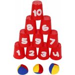 Joc cu popice din cani rosii Knock'em Down, Knorrtoys 56017 fotografia produsului