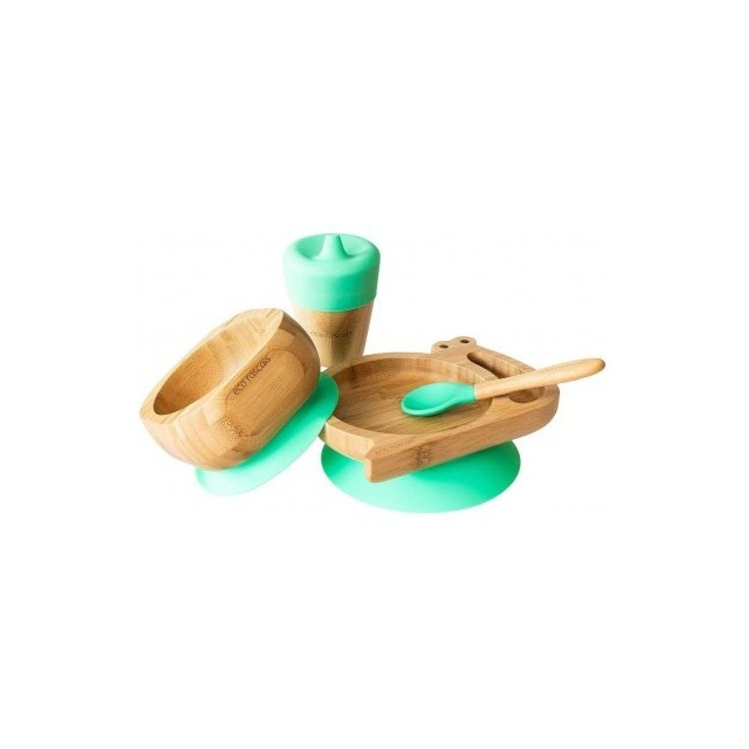 Set cadou din bambus Melc, verde, Ecorascals fotografia produsului