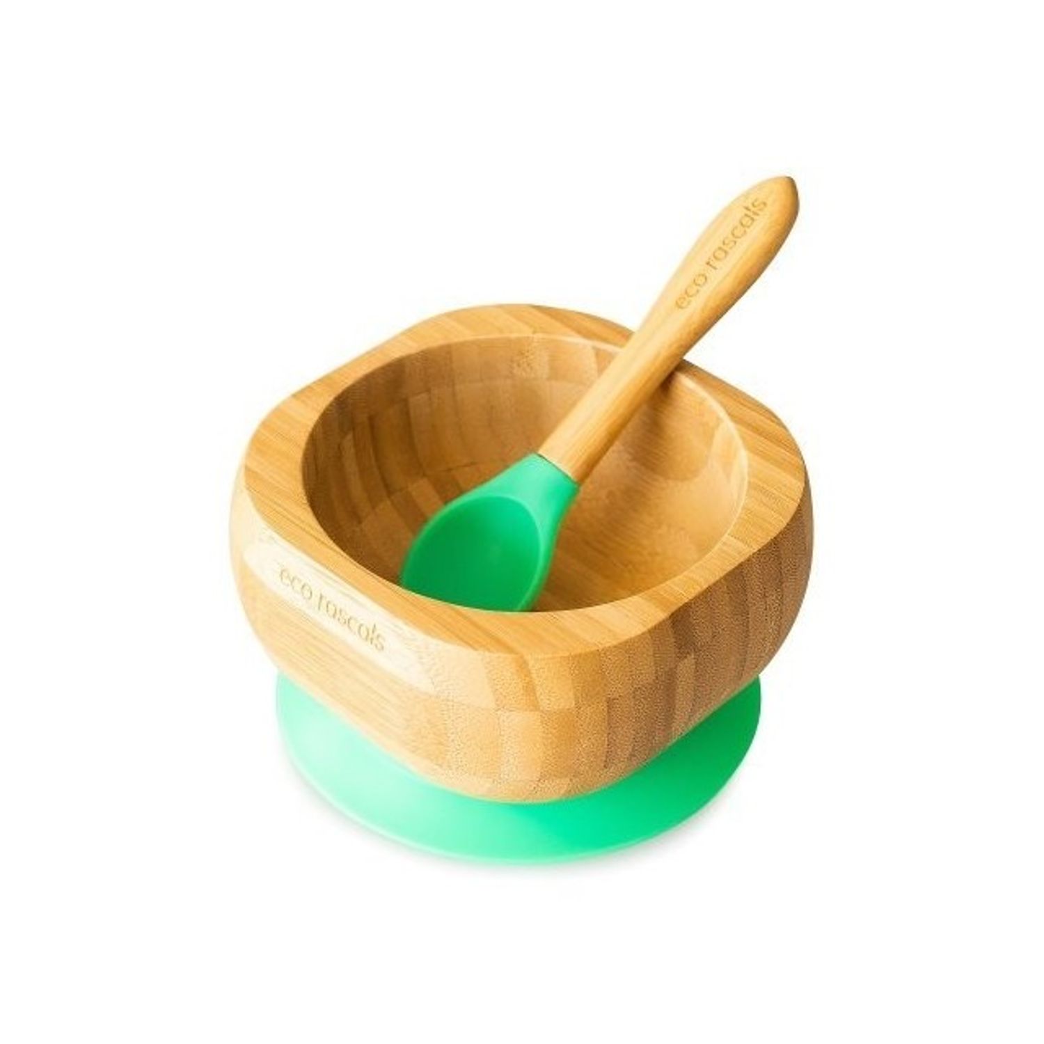 Set castron si lingura din bambus, verde, eco rascals fotografia produsului