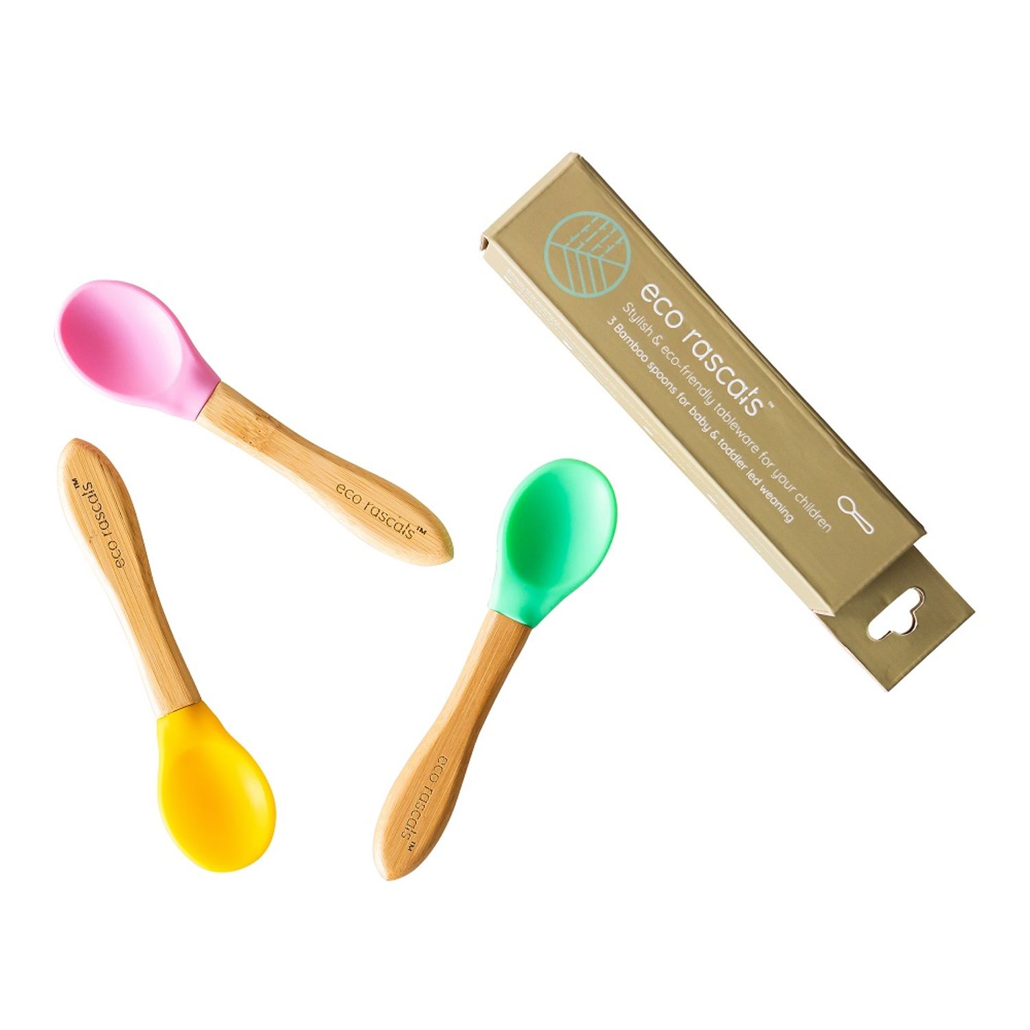 Set 3 lingurite bambus, roz, verde, galben, eco rascals fotografia produsului View 2 L