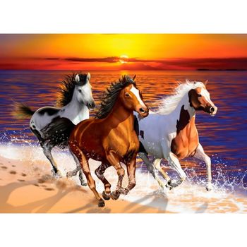Puzzle Din Lemn Wild Horses on the Beach 2XL, Wooden City, 1010 piese