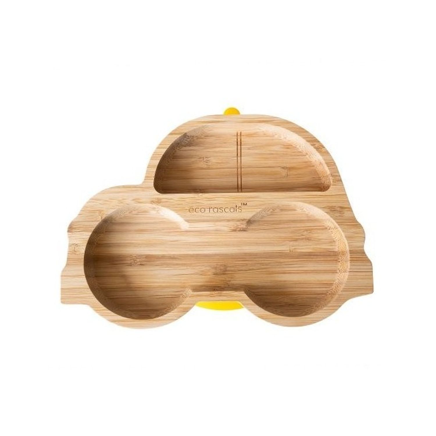 Farfurie din bambus Masinuta, galben, eco rascals fotografia produsului