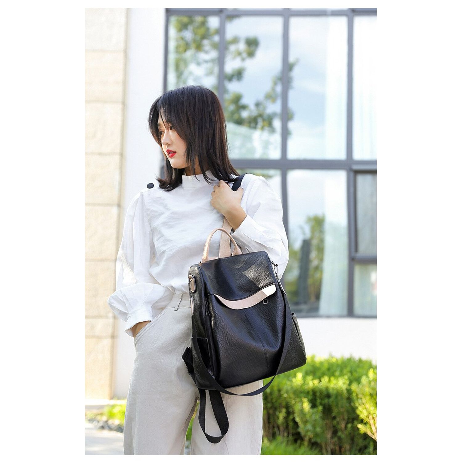 Rucsac dama Amina GT1464, antifurt, model negru fotografia produsului View 3 L