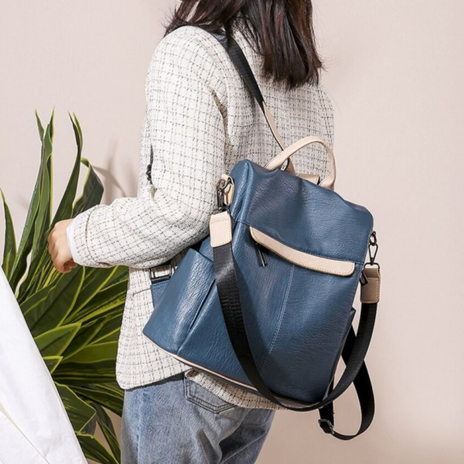 Rucsac dama Amina GT1463, antifurt, model albastru fotografia produsului View 2 L