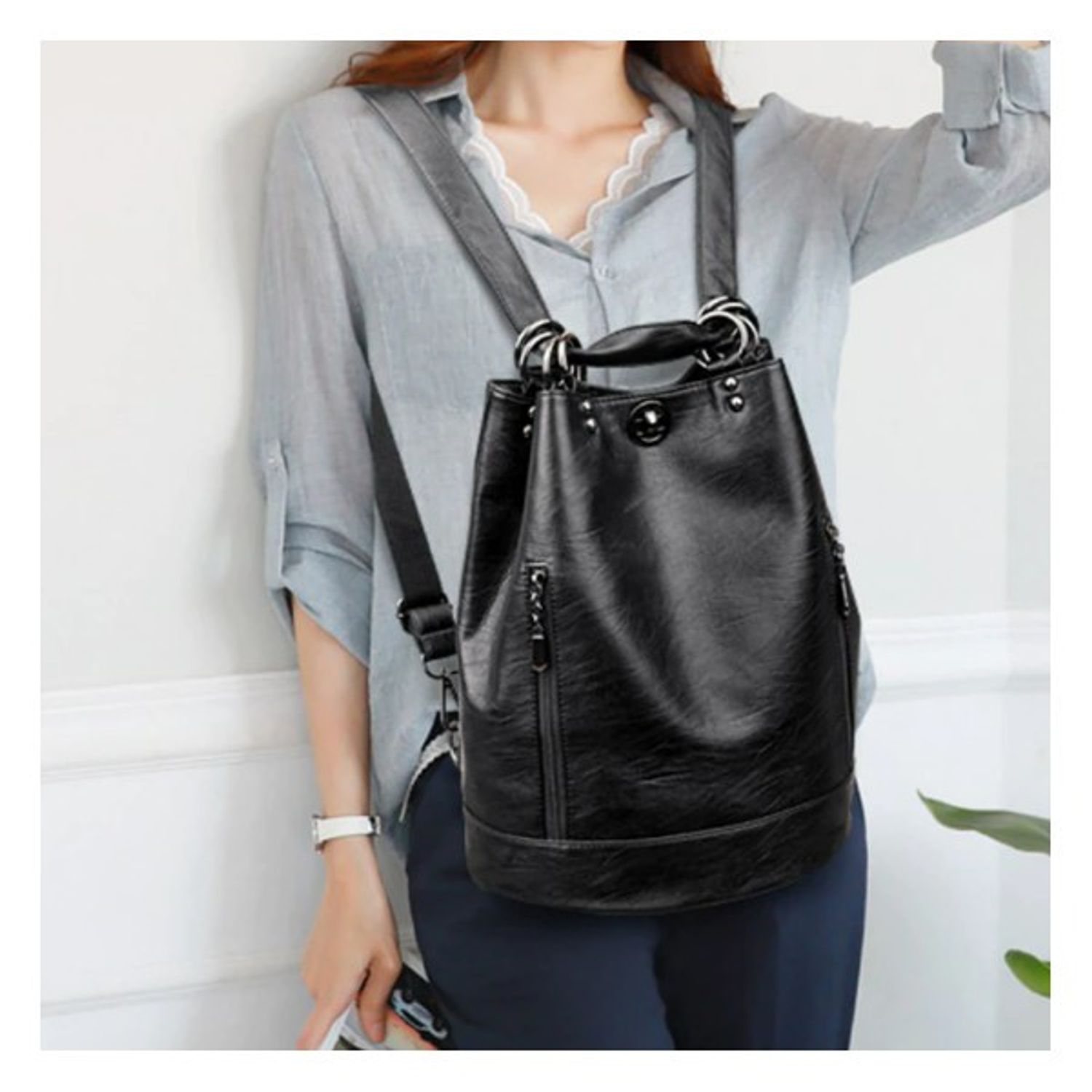 Rucsac dama Gracelyn GT1459, model negru fotografia produsului View 2 L