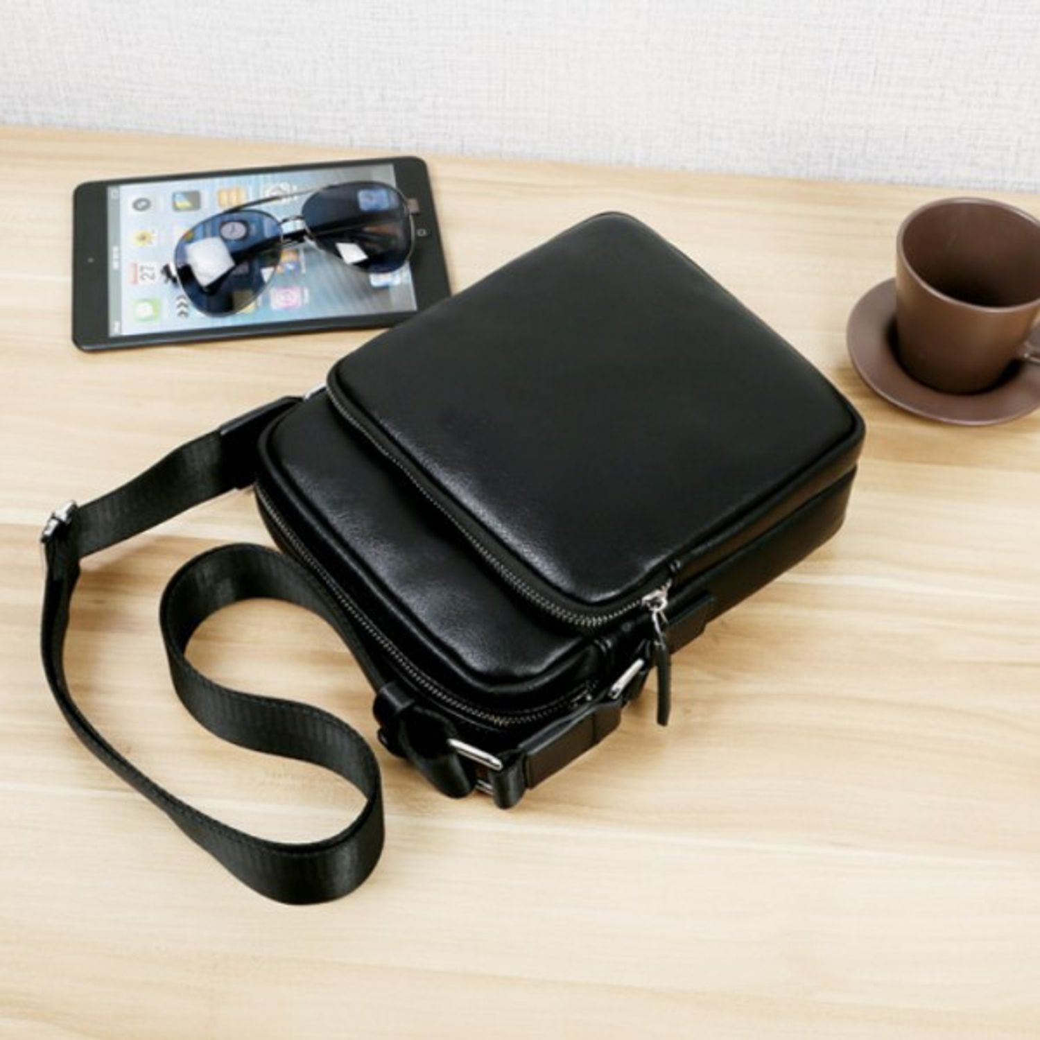 Geanta de umar pentru barbati, Oscar GT1408, model negru fotografia produsului View 3 L