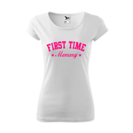 Tricou Dama, Personalizat "First time mommy", Alb, Marime XL fotografia produsului