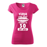 Tricou Dama, Personalizat "Viata cea mai frumoasa incepe la 30 de ani", Roz, Marime XS fotografia produsului
