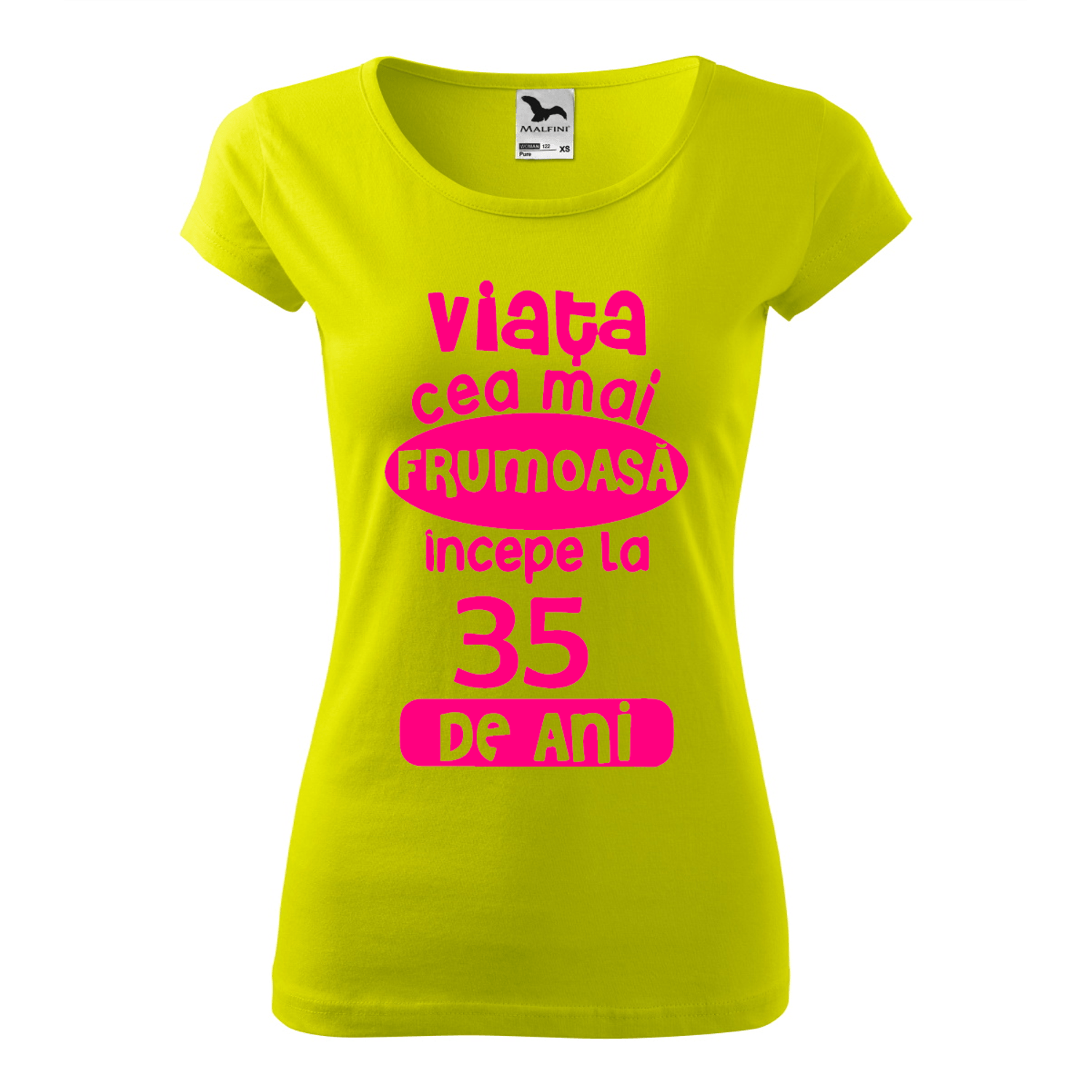 Tricou Dama, Personalizat "Viata cea mai frumoasa incepe la 35 de ani", Verde, Marime XL fotografia produsului