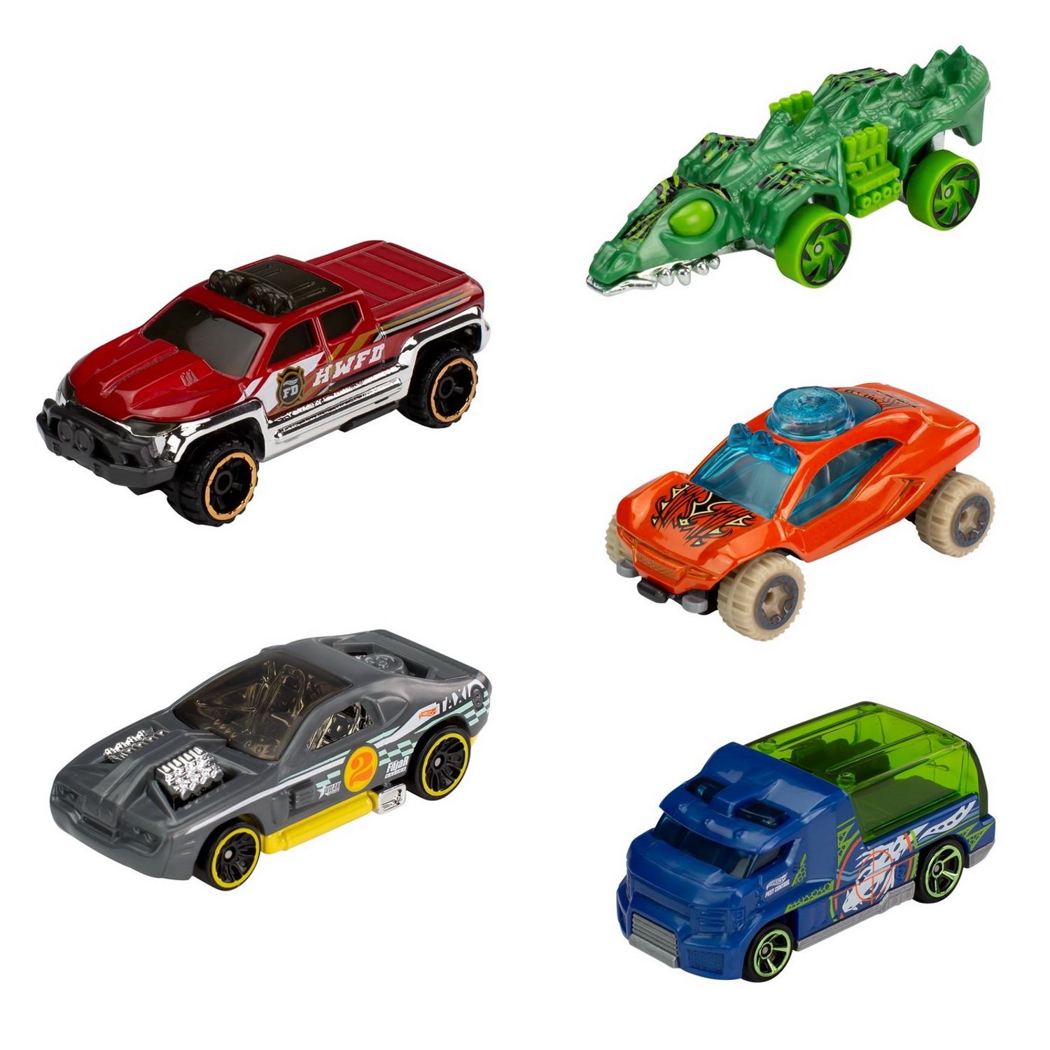 SET 5 MASINI HOT WHEELS CITY VS. TOXIC CREATURES fotografia produsului View 2 L