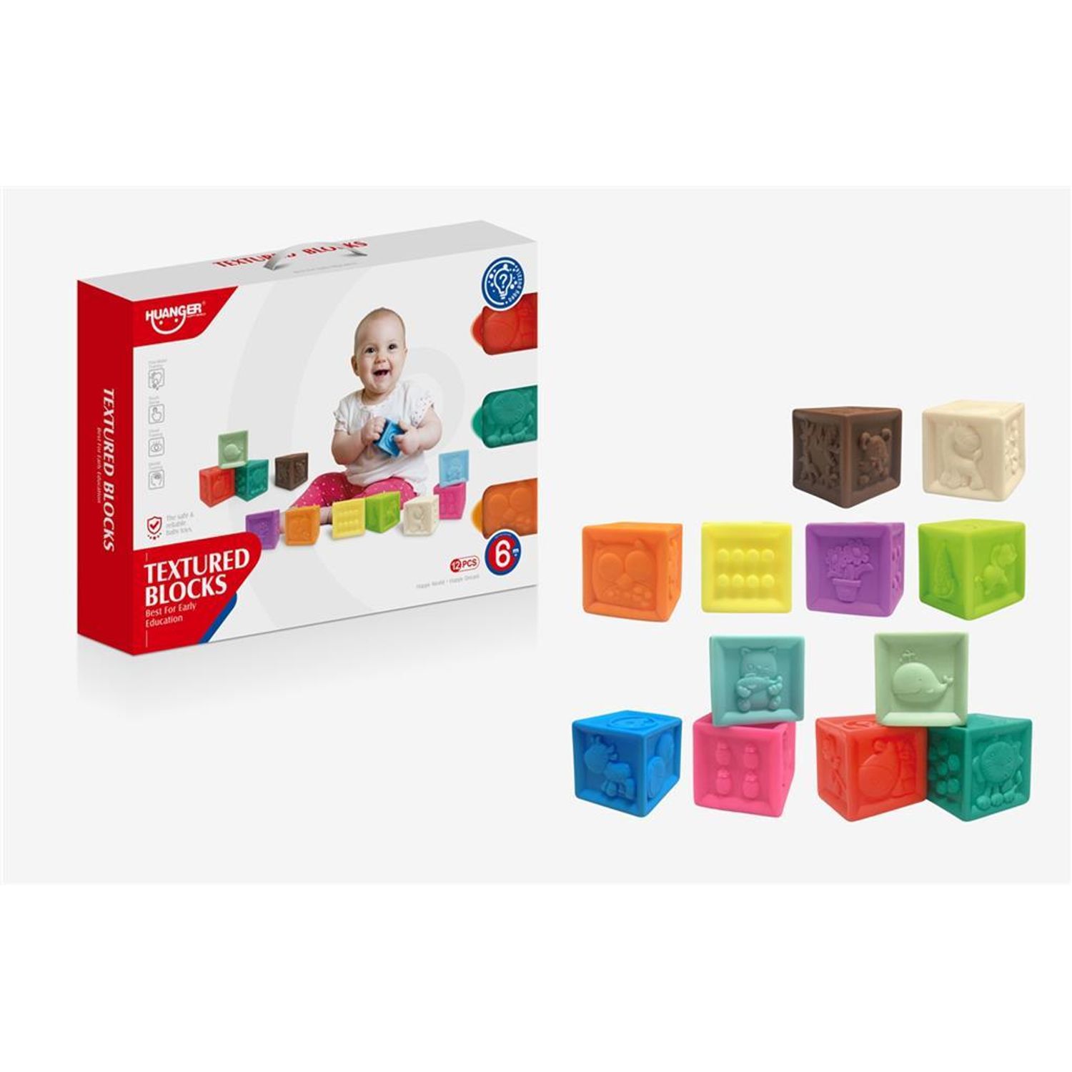 Set 12 Cuburi Soft Cu Diferite Forme Si Texturi fotografia produsului