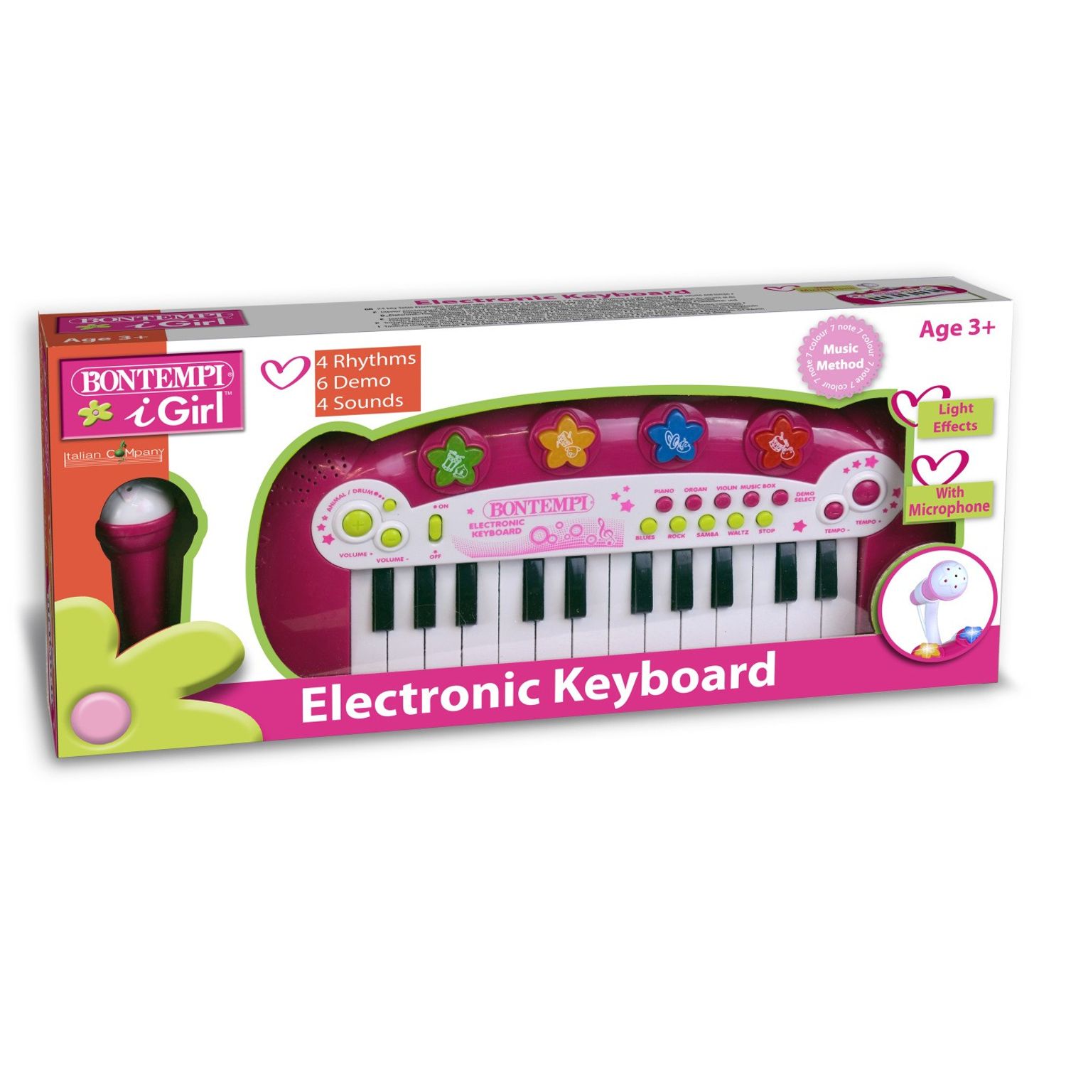 Bontempi Orga Electronica Cu Microfon Si Efecte Luminoase Roz fotografia produsului