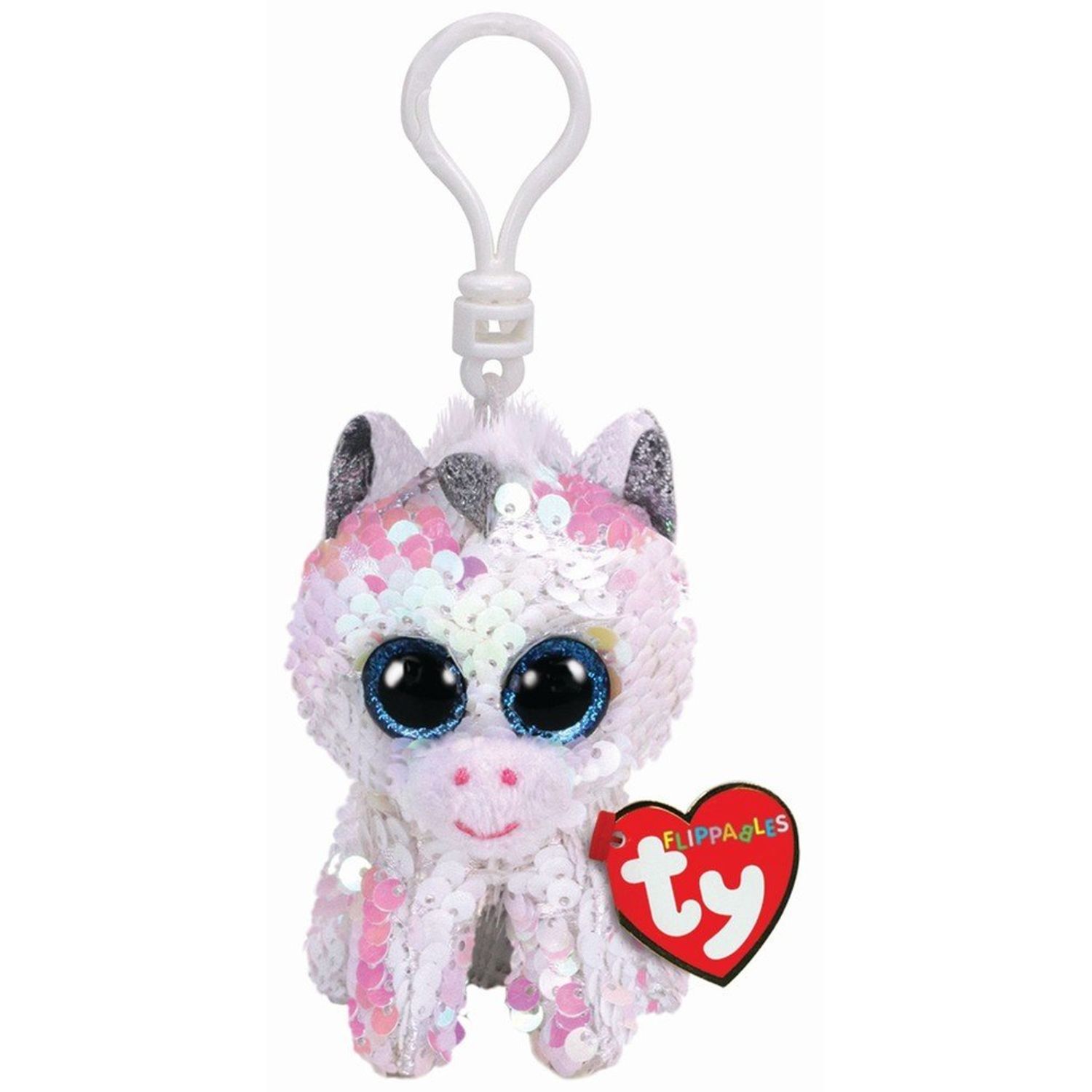 Plus Breloc Ty 8.5Cm Sequins Unicornul Alb Cu Paiete fotografia produsului