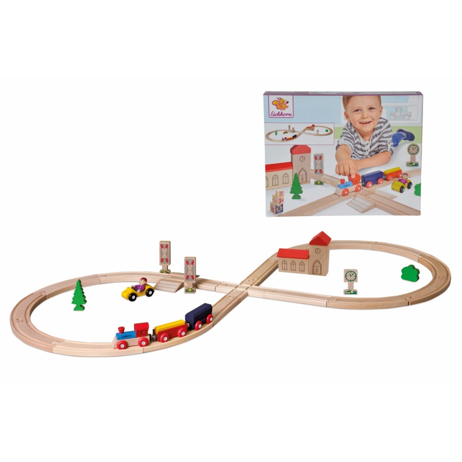 Eichhorn Set Tren Si Figurina Cu 8 Sine fotografia produsului View 4 L
