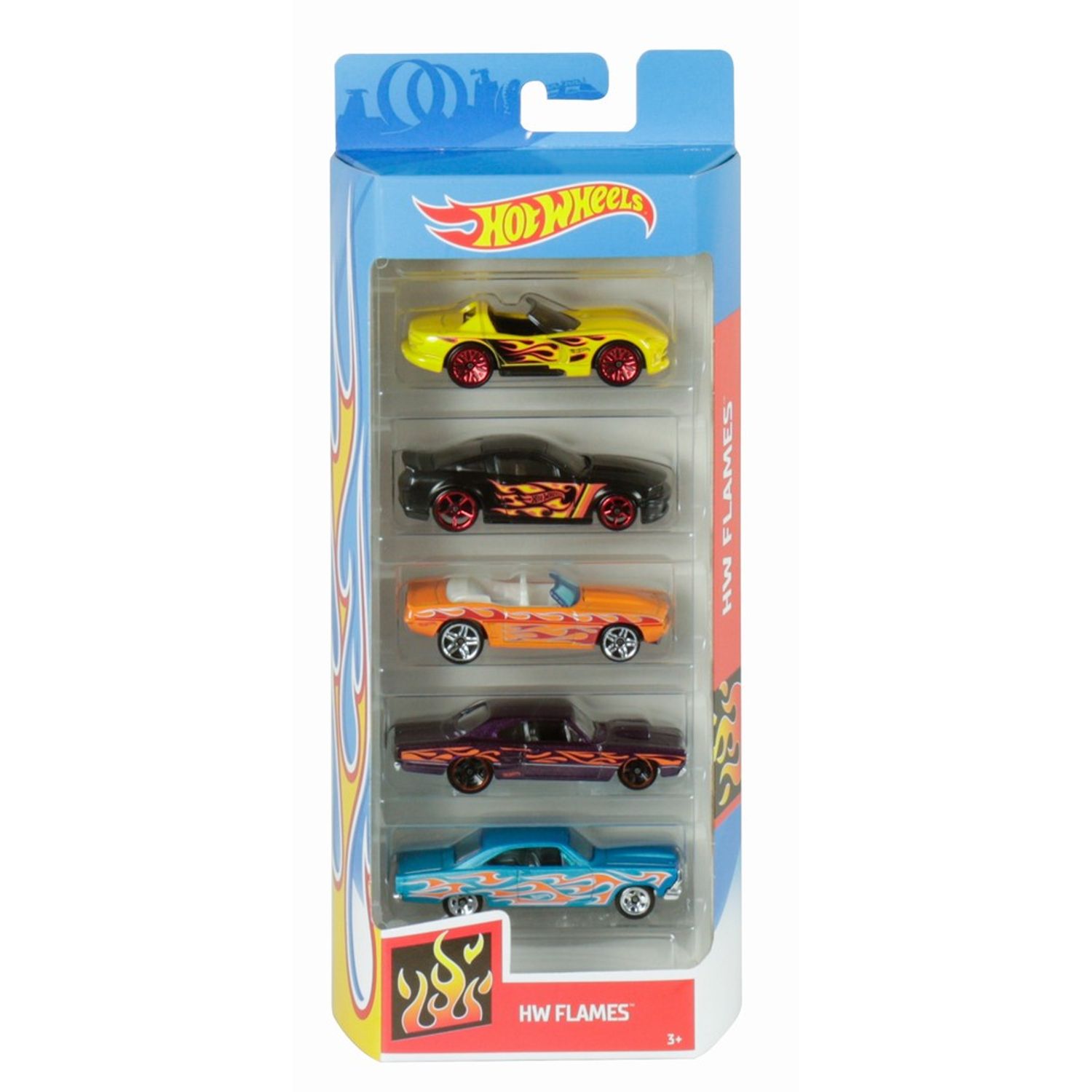 Set 5 Masini Hot Wheels Flames Mt1806_Fyl19 fotografia produsului