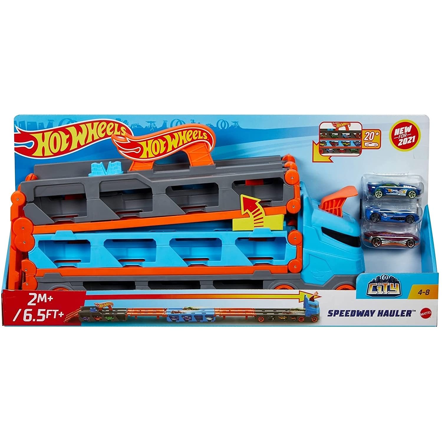 Hot Whels 2 In 1 Mega Transportator Masini Pista fotografia produsului