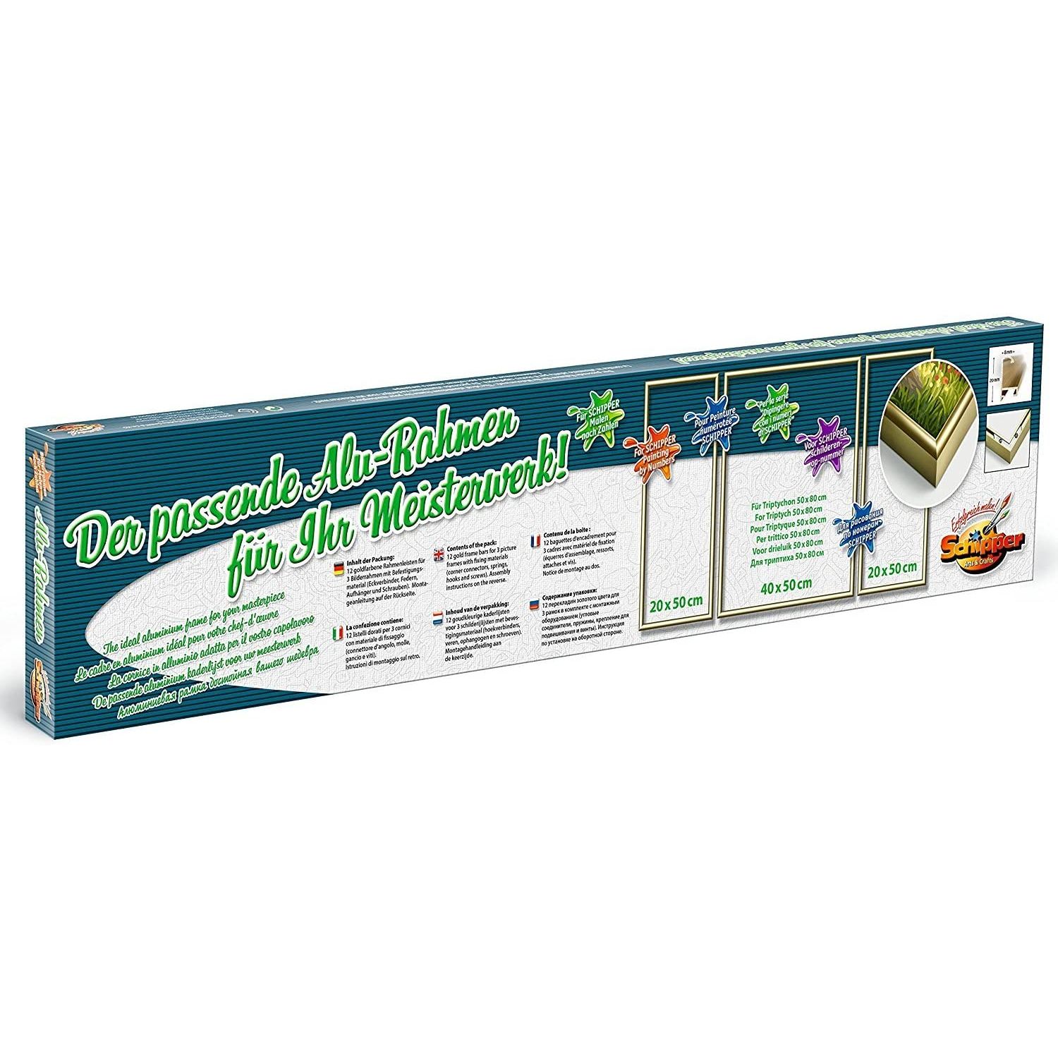 Rama Din Aluminiu Auriu Stralucitor Pentru Tablouri Triptych 50X80Cm fotografia produsului