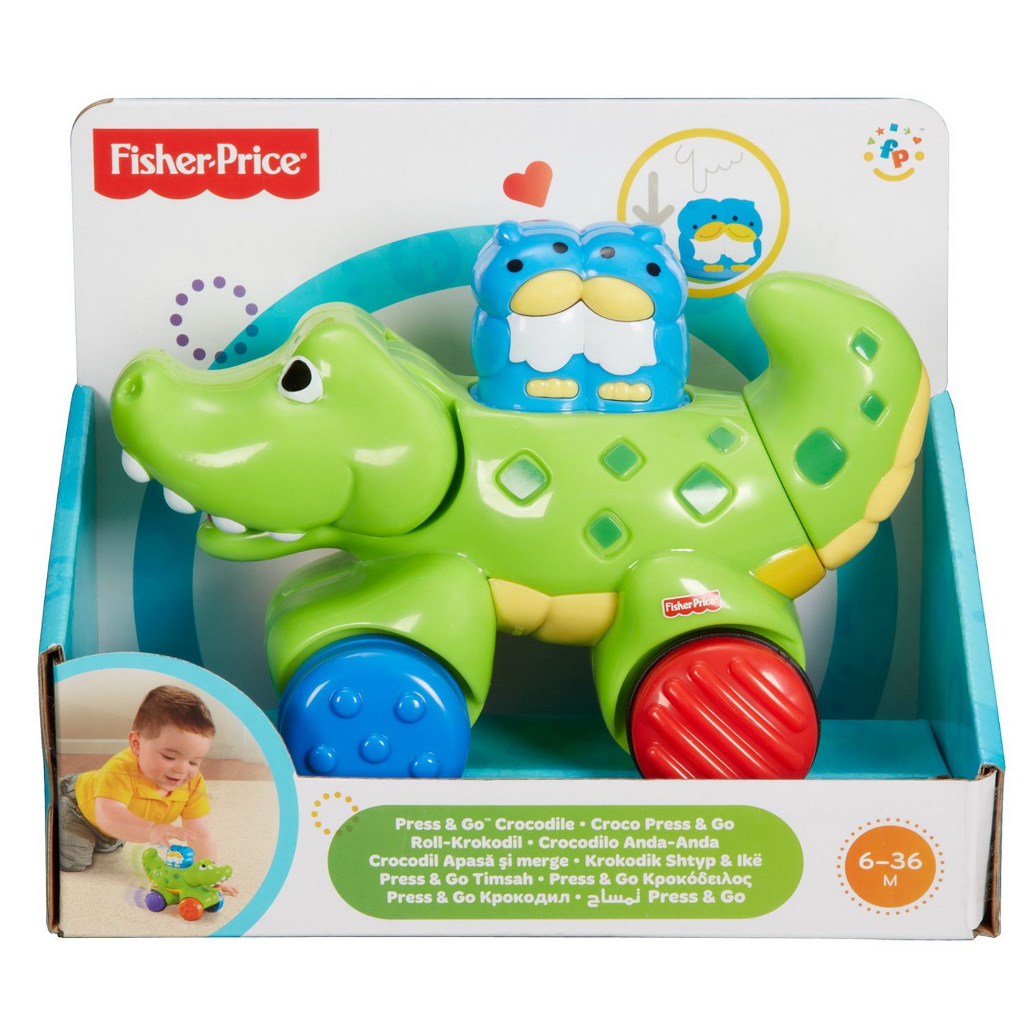 Fisher Price Jucarie Bebe Crocodil Press And Go fotografia produsului