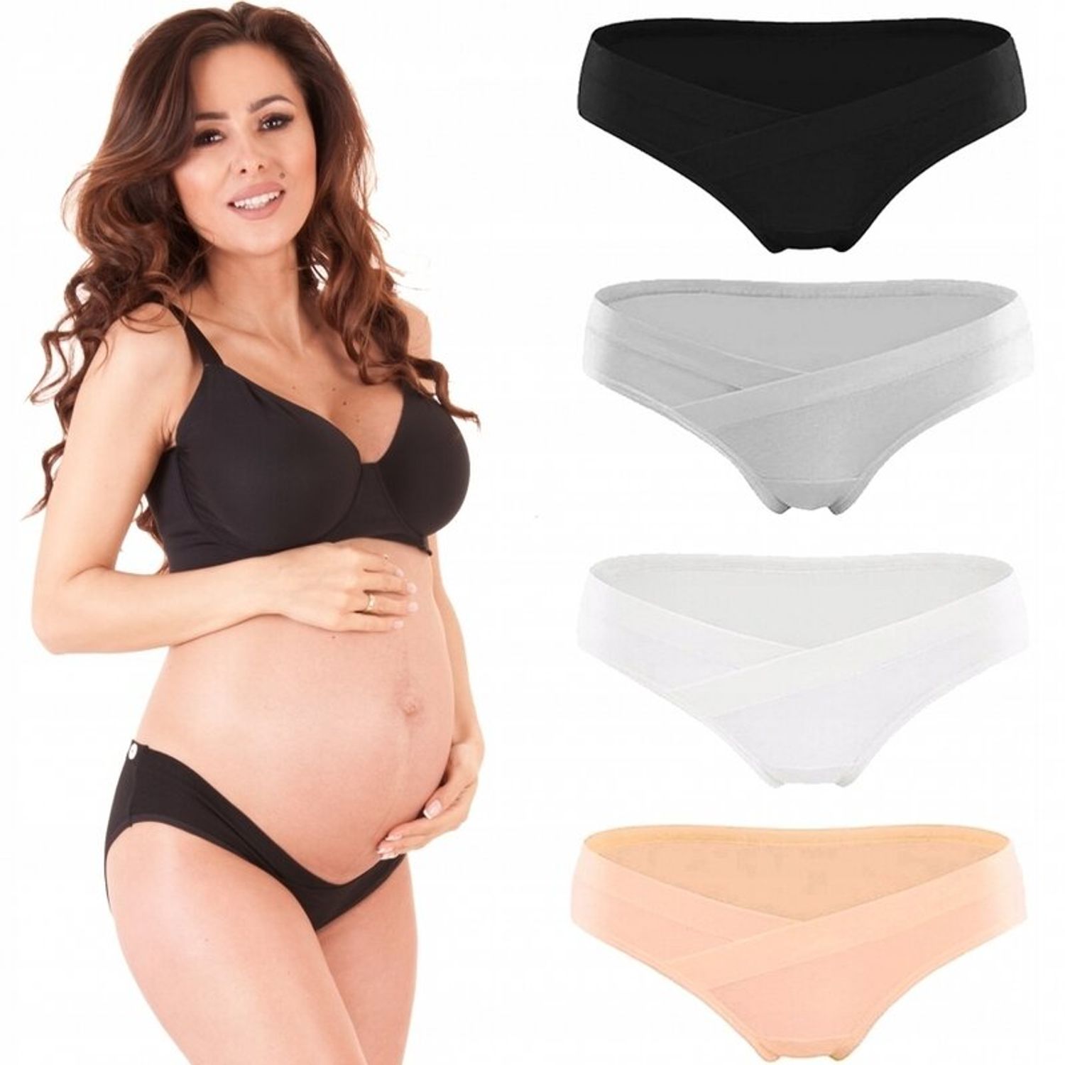 Qmini - Set 4 bucati chiloti gravide, Ajustabili, M/L, mix de culori fotografia produsului