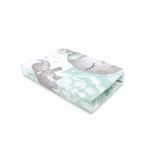 Qmini - Cearceaf cu elastic pentru patut 140X70 cm, Din bumbac, Elephant Mint fotografia produsului