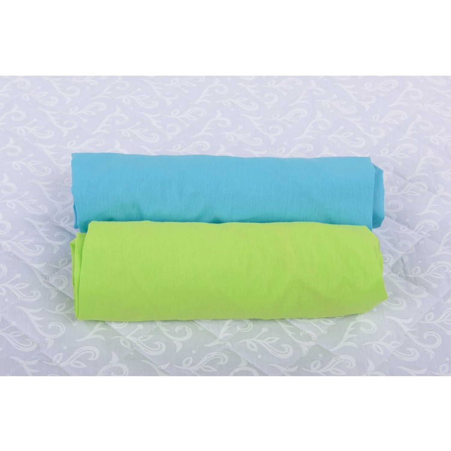BabyNeeds - Set 2 cearceafuri cu elastic 120x60 cm, Bleu+Verde fotografia produsului
