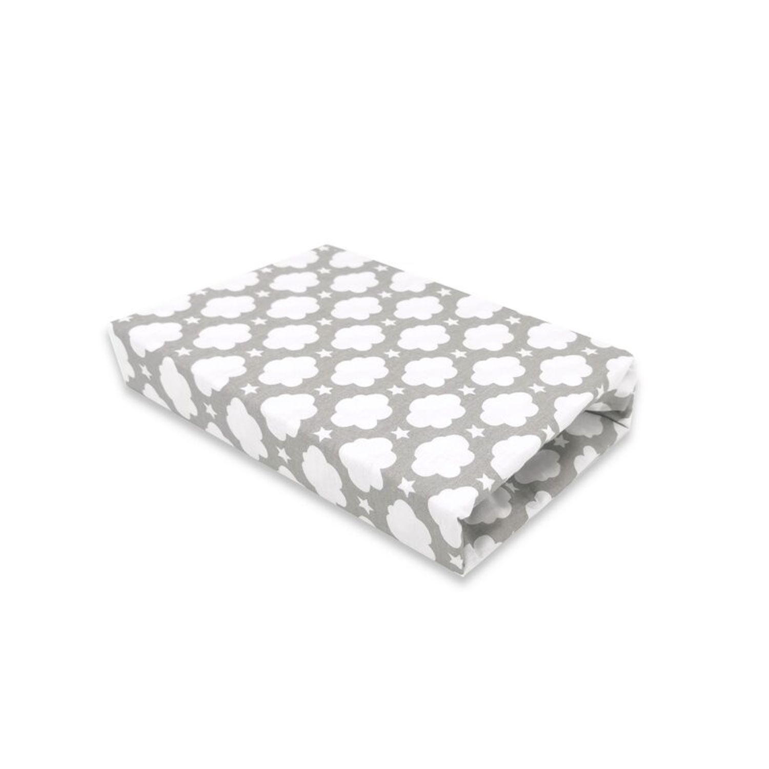Qmini - Cearceaf cu elastic pentru patut 140X70 cm, Din bumbac, Clouds Grey fotografia produsului