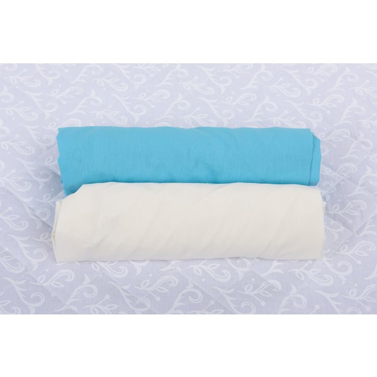 BabyNeeds - Set 2 cearceafuri cu elastic 120x60 cm, Bleu+Crem fotografia produsului