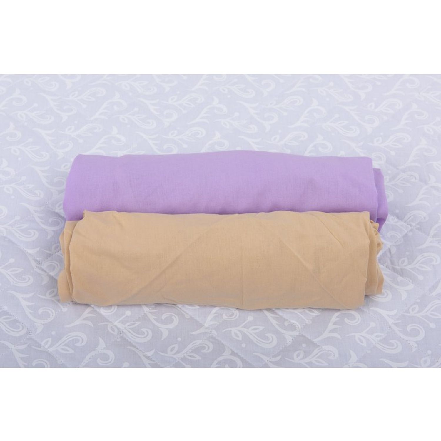 BabyNeeds - Set 2 cearceafuri cu elastic 120x60 cm, Lila+Cappuccino fotografia produsului