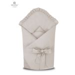 MimiNu - Paturica de infasat multifunctionala, 75x75 cm, Din bumbac, Cu Volanase, Colectia Royal, Beige fotografia produsului