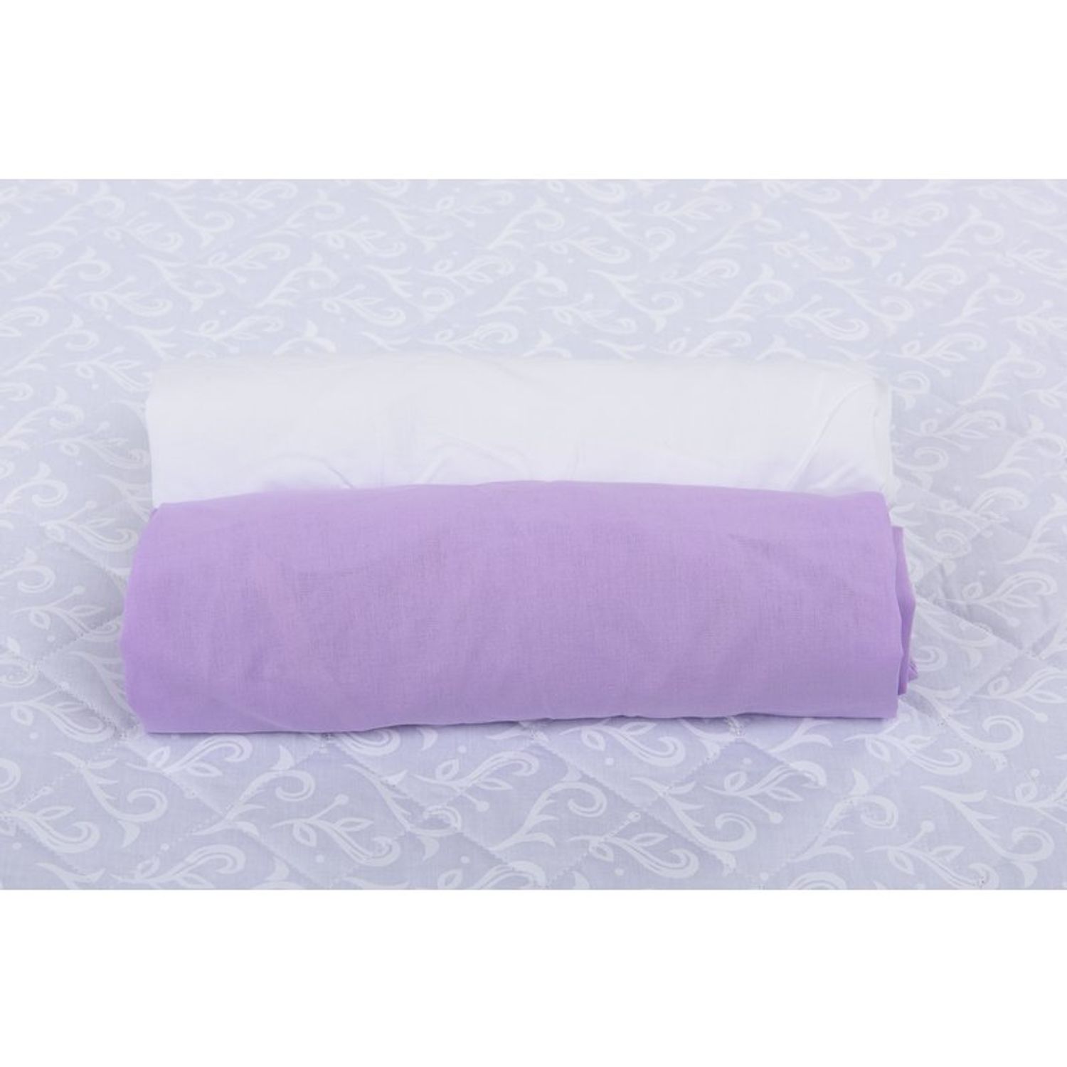 BabyNeeds - Set 2 cearceafuri cu elastic 140x70 cm, Alb+Lila fotografia produsului
