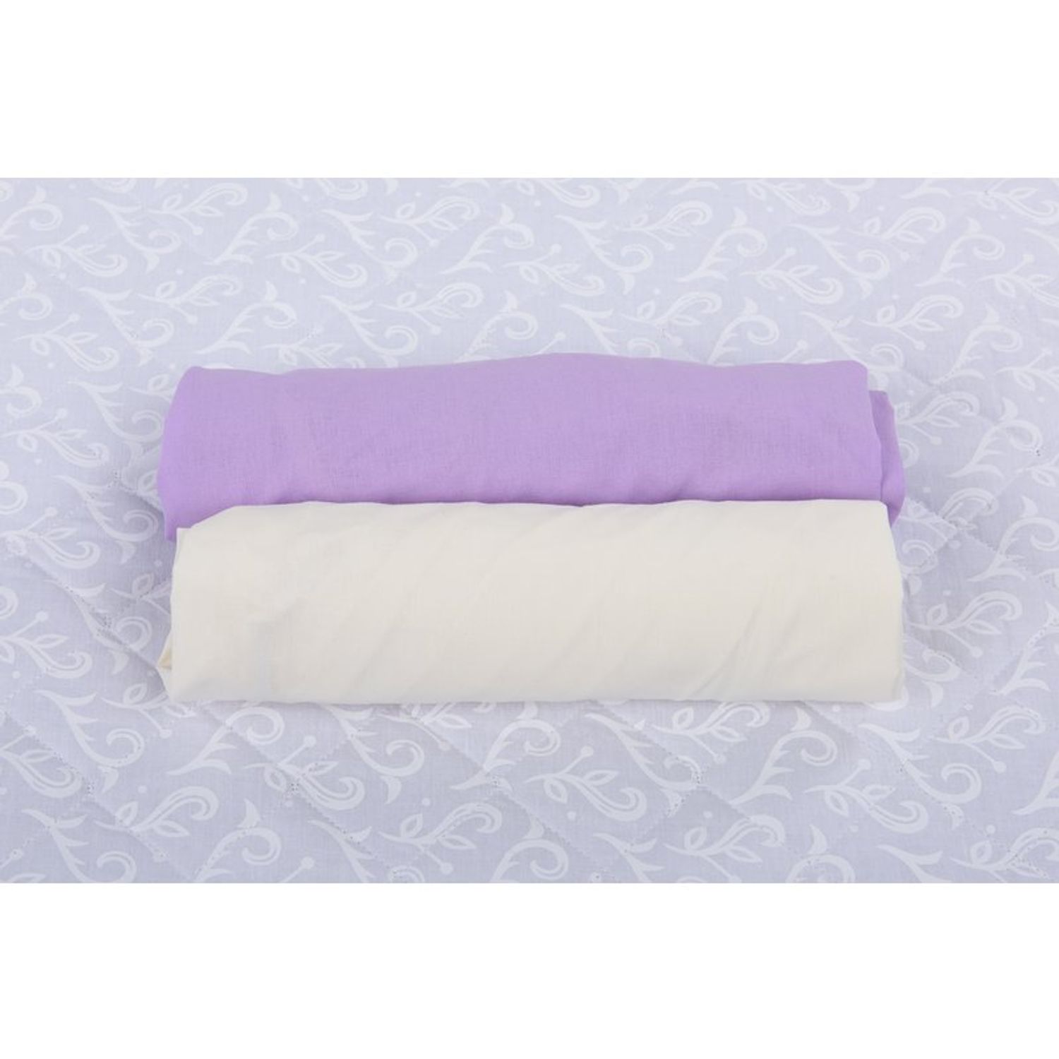 BabyNeeds - Set 2 cearceafuri cu elastic 120x60 cm, Lila+Crem fotografia produsului