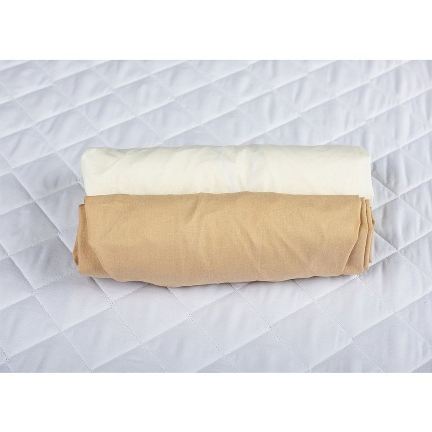 BabyNeeds - Set 2 cearceafuri cu elastic 120x60 cm, Cappuccino+Crem fotografia produsului