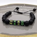 Bratara reglabila din onix cu pandantiv weed fotografia produsului View 3 S