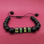 Bratara reglabila din onix cu pandantiv weed fotografia produsului View 4 S