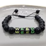 Bratara reglabila din onix cu pandantiv weed fotografia produsului View 2 S