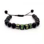 Bratara reglabila din onix cu pandantiv weed fotografia produsului