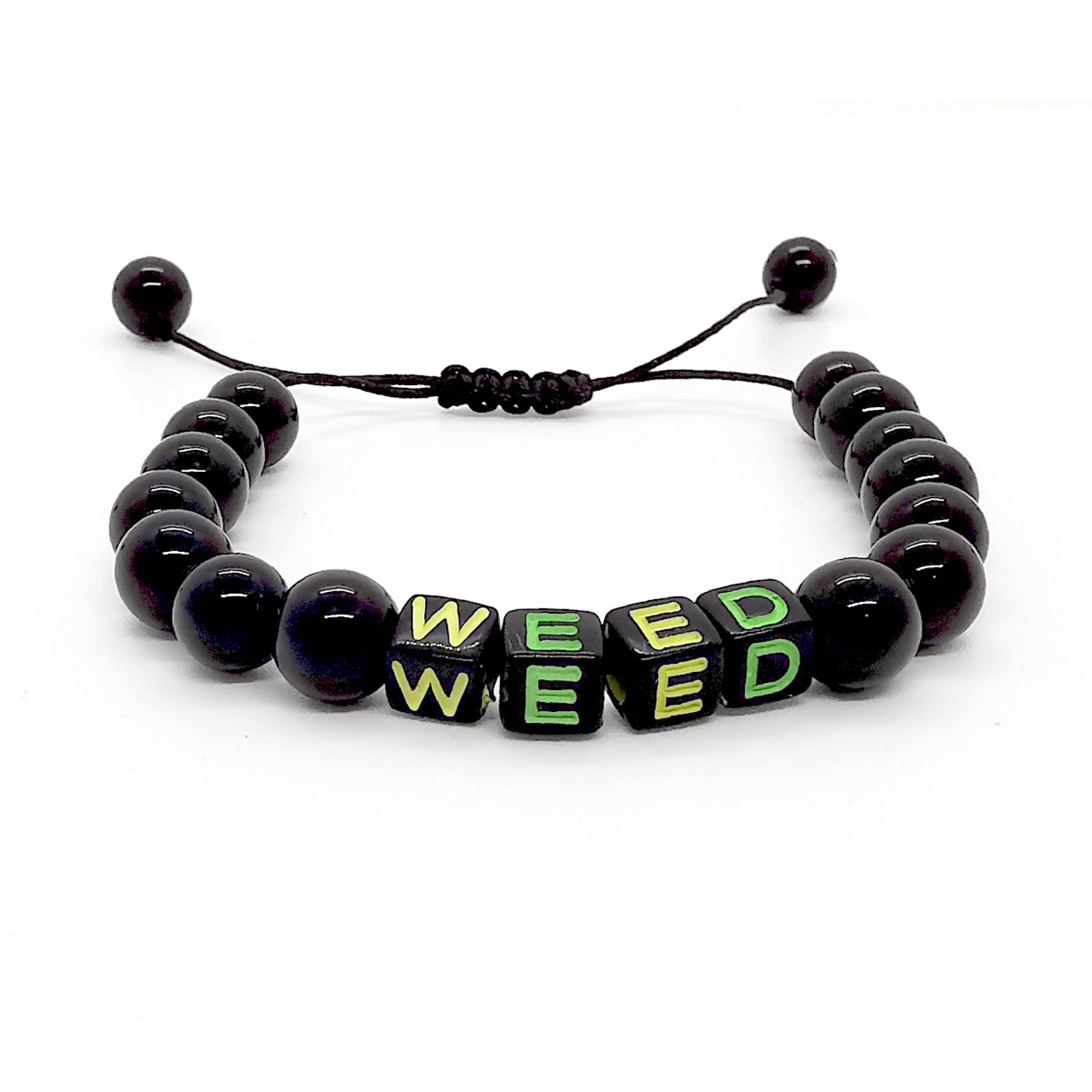 Bratara reglabila din onix cu pandantiv weed fotografia produsului