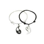 Set 2 bratari cuplu, yin yang, piele ecologica, negru/alb fotografia produsului