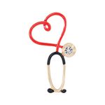 Brosa medicala, culoare rosie, model stetoscop drept fotografia produsului