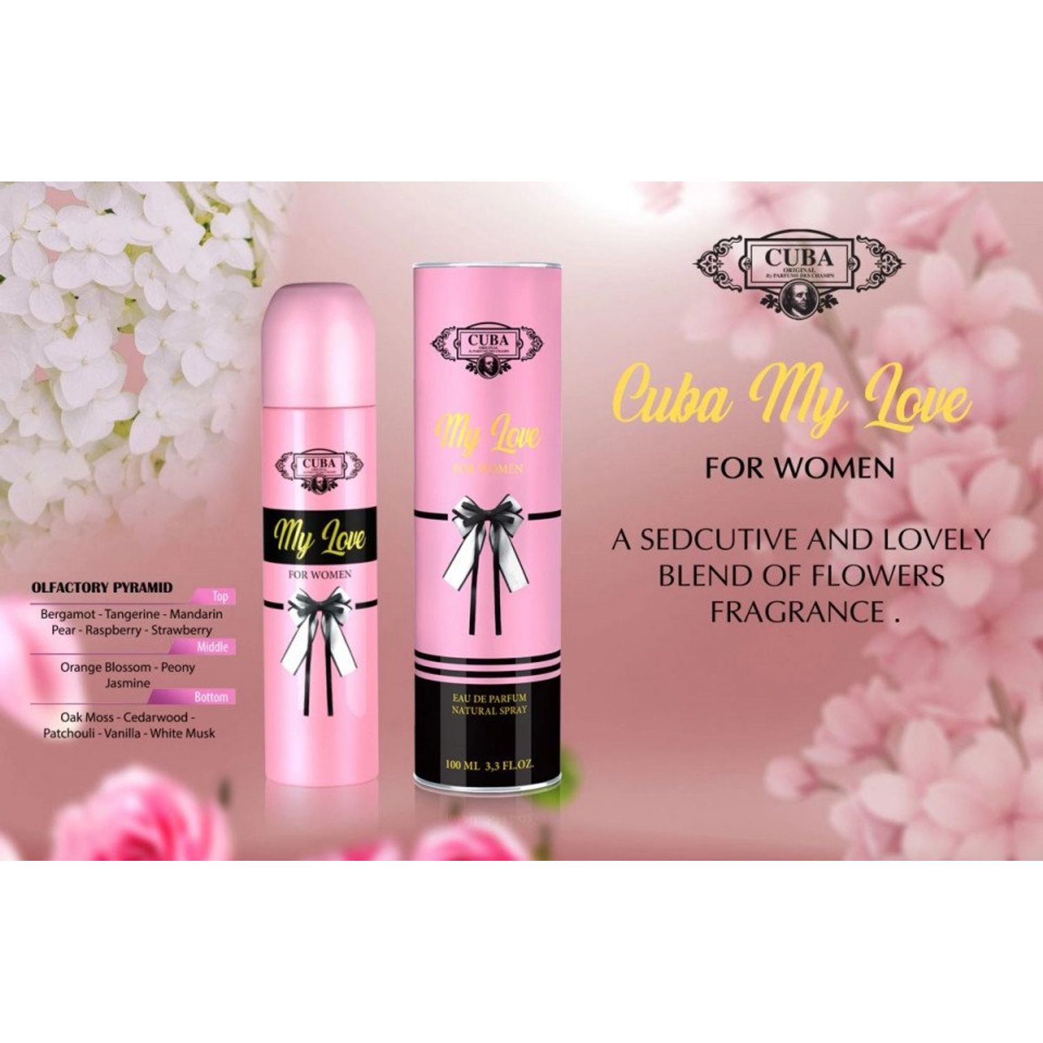 Apa de parfum Cuba My Love, 100 ml, pentru femei fotografia produsului View 2 L