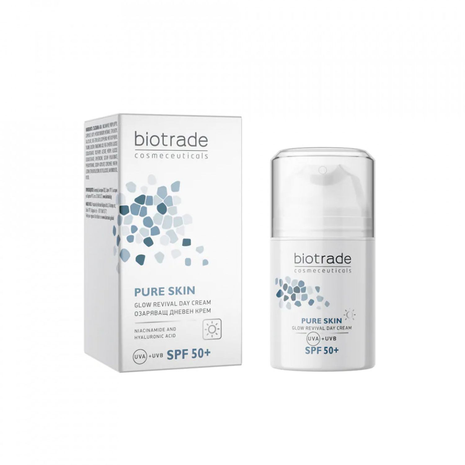 Crema iluminatoare de zi cu Niacinamida si Acid Hialuronic Biotrade Pure Skin SPF 50, 50 ml fotografia produsului