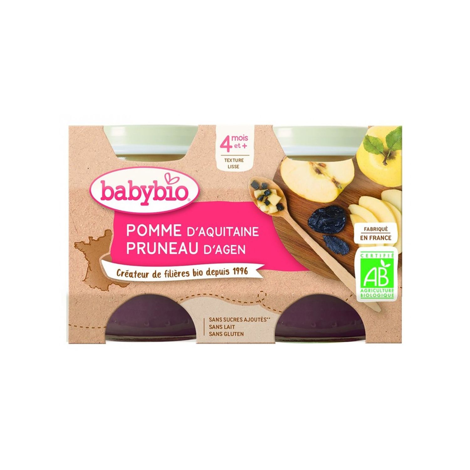 Piure de mere si prune uscate, 2x130g, BABYBIO fotografia produsului