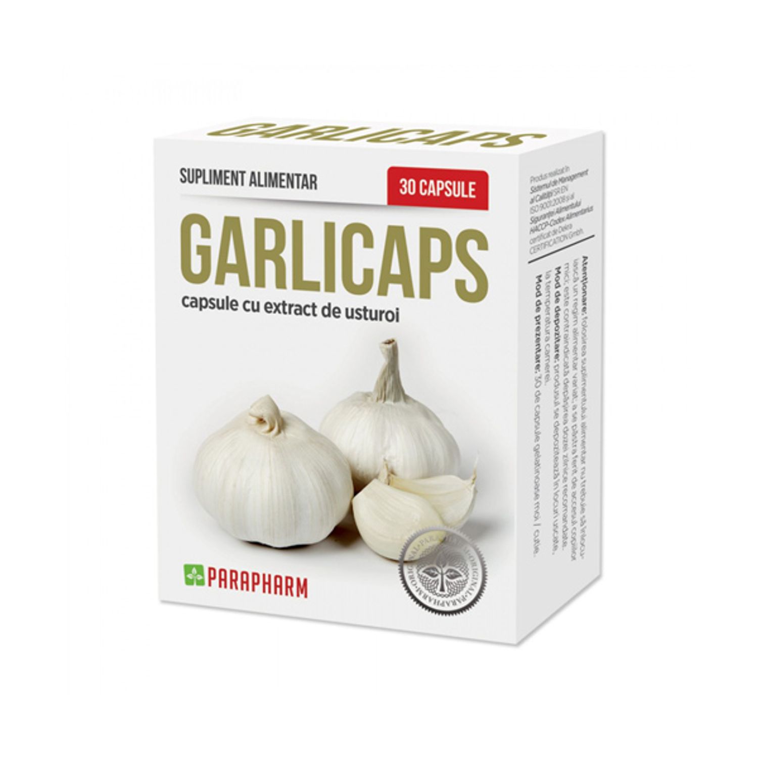 Garlicaps Capsule Cu Extract De Usturoi, 30 capsule, Parapharm fotografia produsului