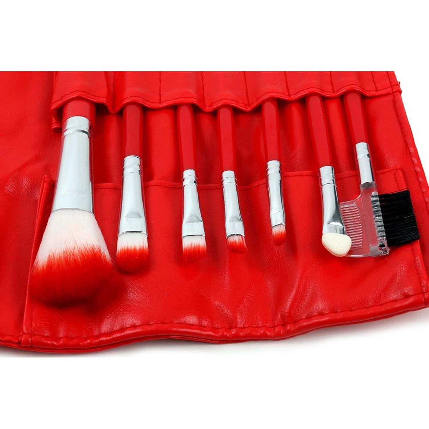 Set 7 Pensule Profesionale Luxury pentru Machiaj, Red Cherry fotografia produsului View 2 L