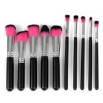 Set de 10 Pensule Profesionale pentru machiaj PINK Black fotografia produsului View 3 S