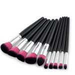 Set de 10 Pensule Profesionale pentru machiaj PINK Black fotografia produsului