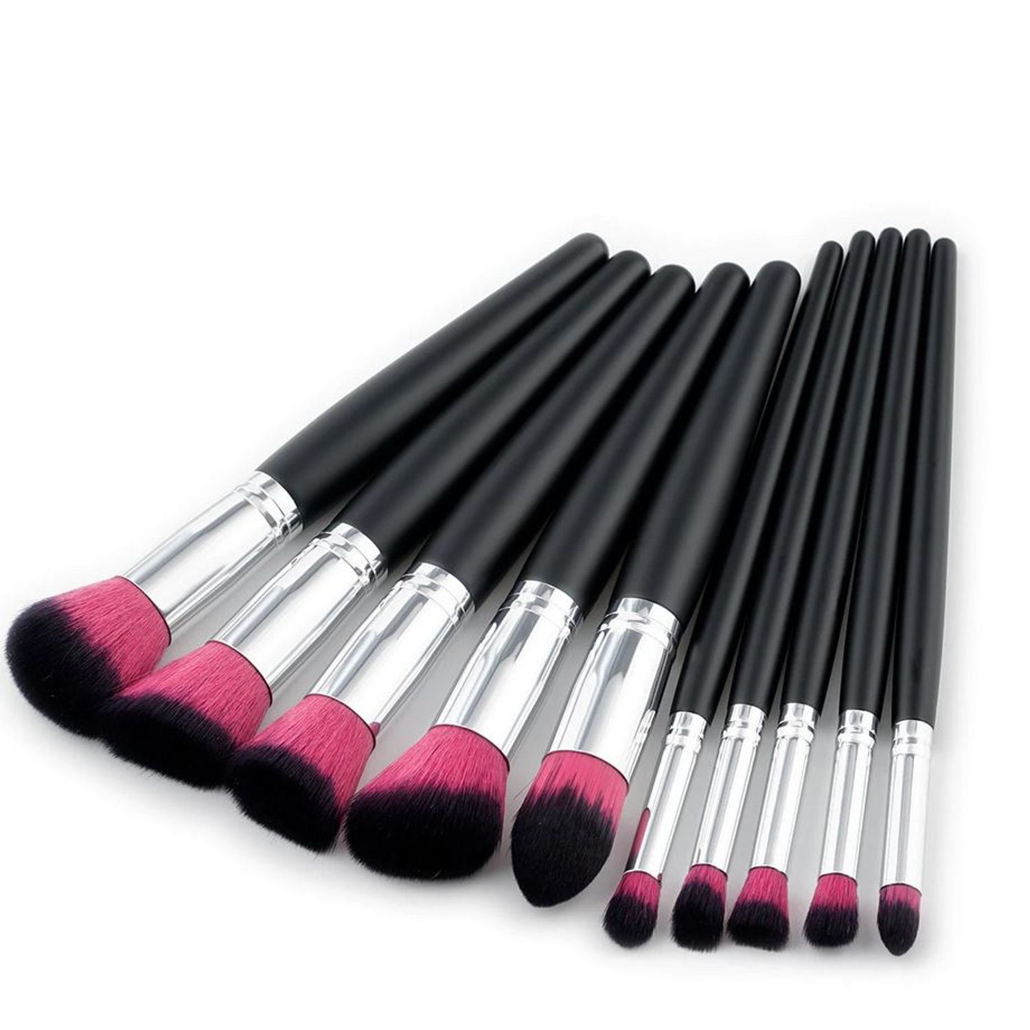 Set de 10 Pensule Profesionale pentru machiaj PINK Black fotografia produsului